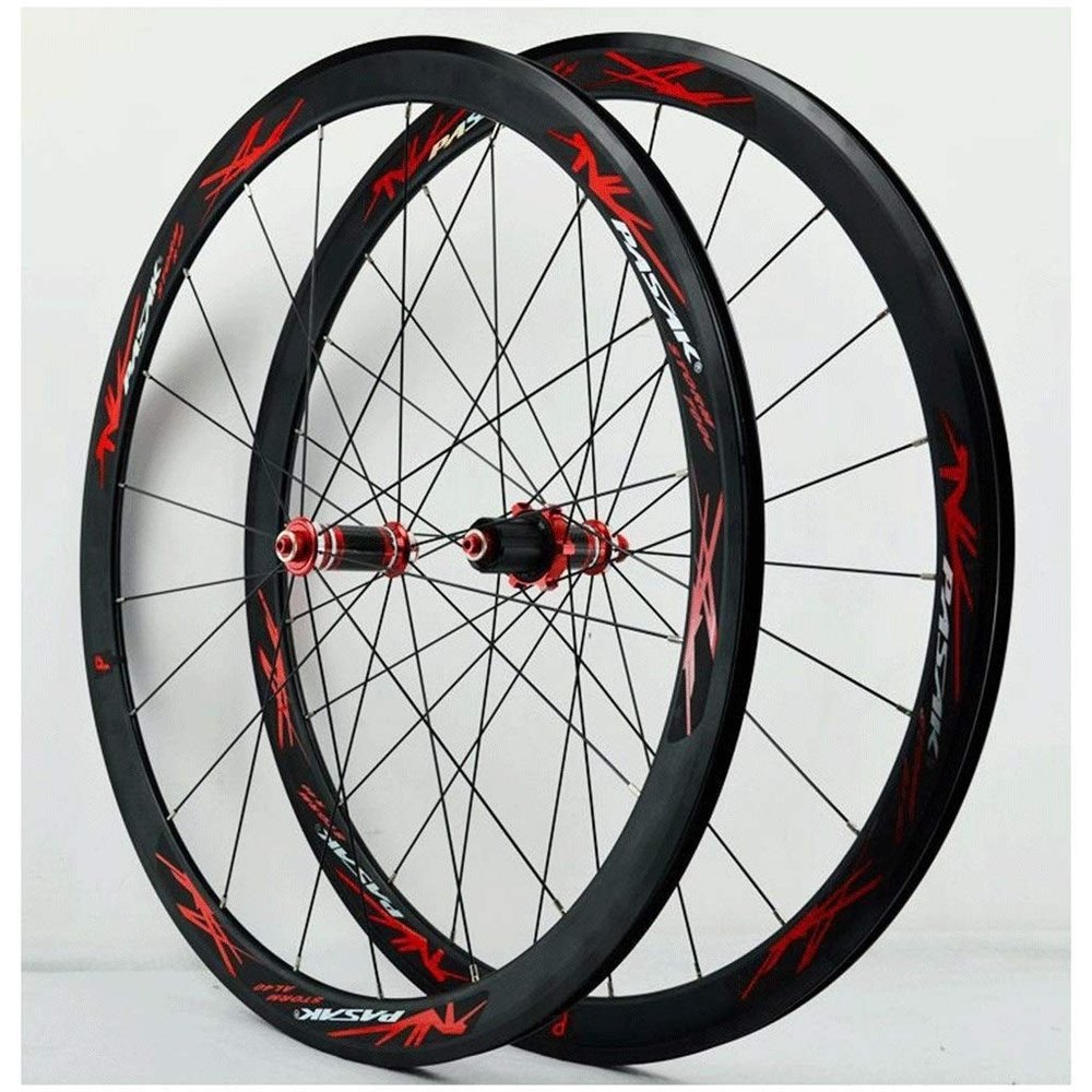 Touring Bike Wheelset 700C Cycling Rim Road Bike Wheel C/V Brake Bicycle 7-11speed Cassette Hubs Sealed Bearing 6 Pawls QR (Size : B-Red_700C)