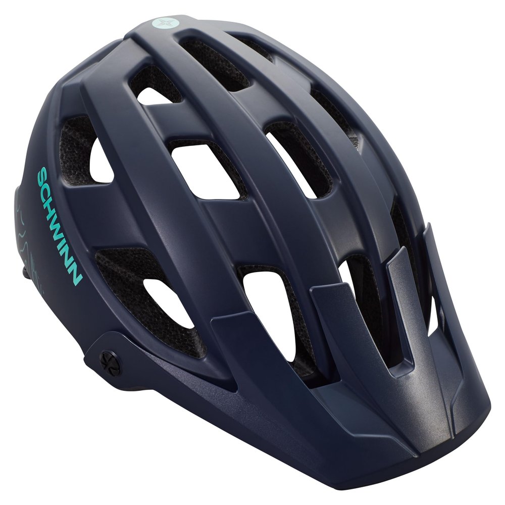 Schwinn Bunker ERT Bike Helmet for Adult Men Women, Can Fit Head Circumference 59-63cm, with 17 Air Vents, Pivoting Visor, & Adjustable Locking Strap, Large, Navy