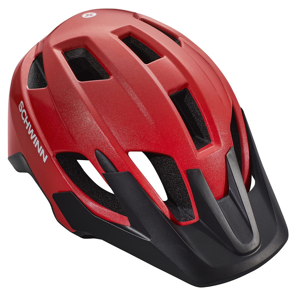 Schwinn Yahara ERT Bike Helmet for Adult Men Women Ages 14 and Up, Can Fit Head Circumference 58-62 cm, 14 Vents, Removable Visor, Adjustable Fit, Large Red