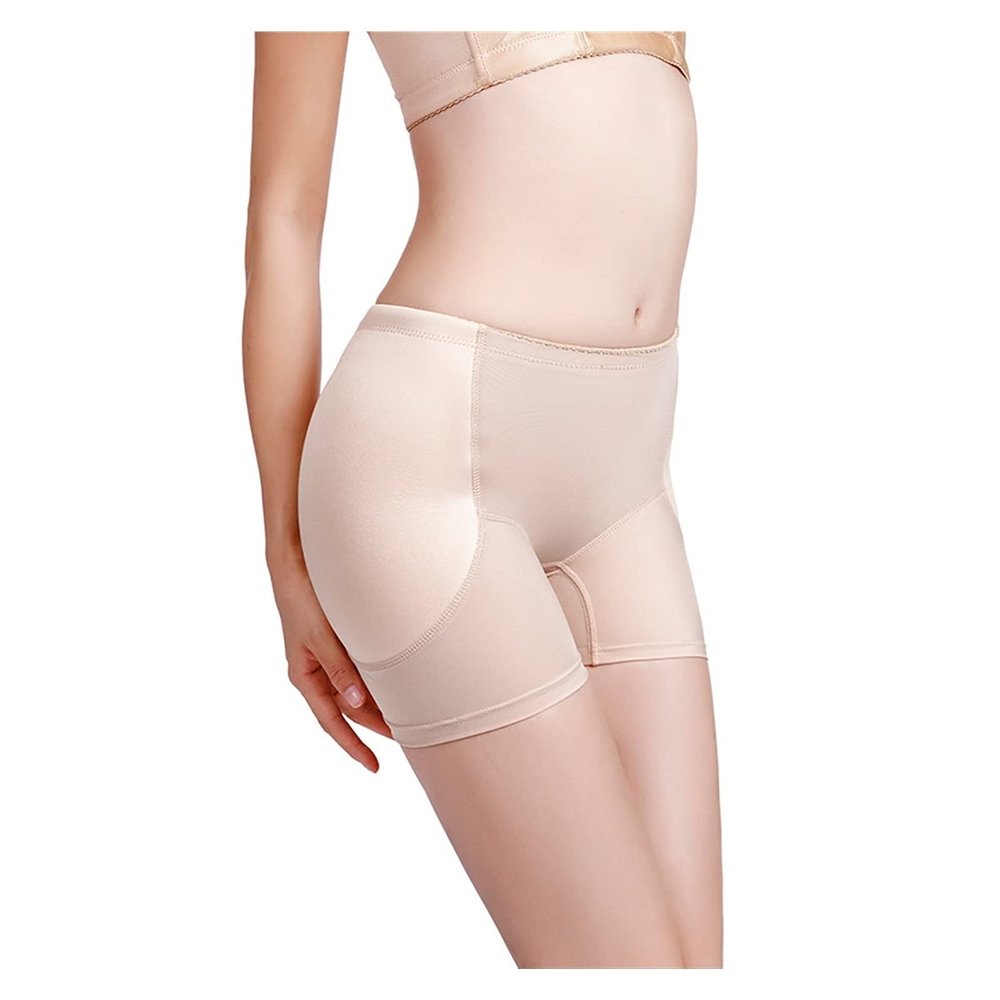 XMSM Women's Shapewear Shorts Padded Seamless Body Shaper Hip Enhancer Firm Compression Thigh Slimmer Underwear (Color : Nude, Size : Large)