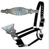 Showman Nylon Bronc Halter w/Silver Snakeskin Overlay, Average Full Size Horse view 1