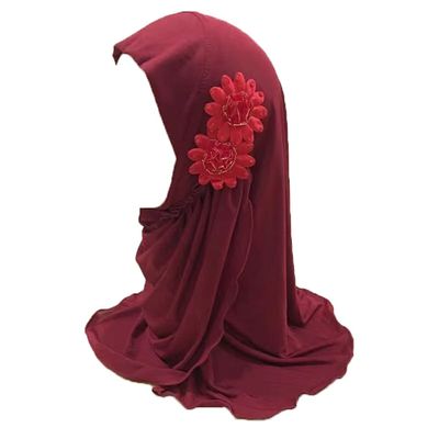 ALEDLE-LIFE Kids Girls Crystal Flower Muslim Khimar Hijab Headscarf Elastic Beanie Arab Scarf Shawls Islamic Turban Cap