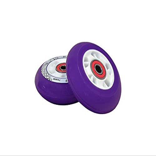 AlveyTech 76 mm Wheels for the Razor FlashRider 360 and RipRider 360 (Set of 2) - Durable Purple Wheel with White Hub with ABEC Bearings, Replacement Drift Kart and Scooter Wheel Parts, DIY Install