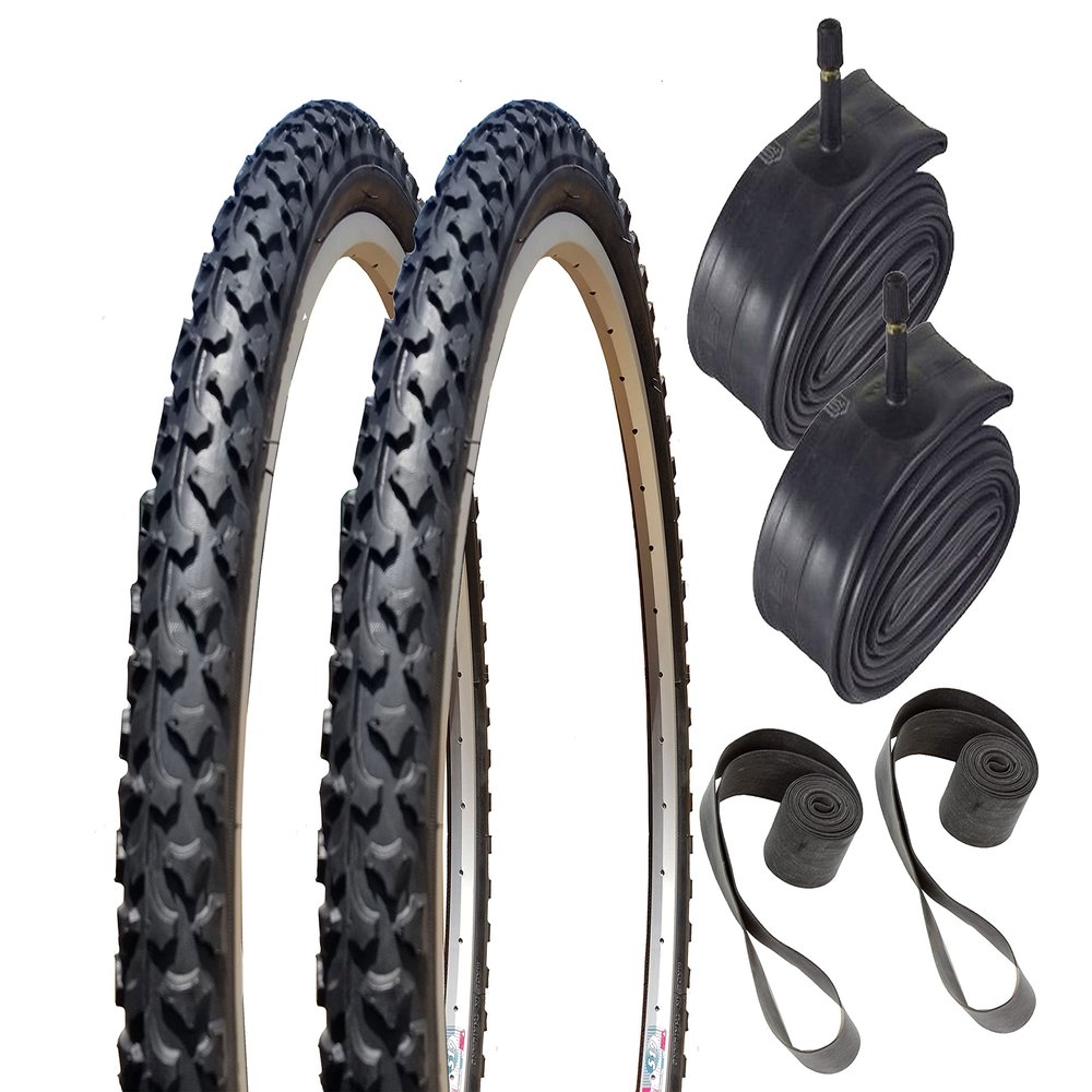 2 Bike Tires, 26" x 2.00" Alpha Bite MTB - Tire, Tube and Rim Strip Bundle