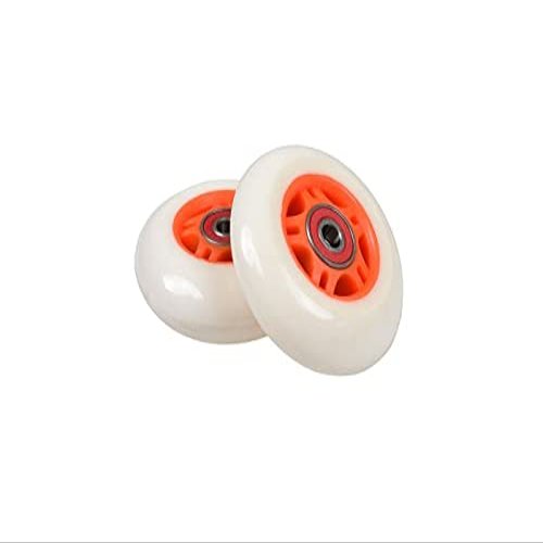 AlveyTech 76 mm Wheels for the Razor FlashRider 360 and RipRider 360 (Set of 2) - Durable White Wheel with Orange Hub with ABEC Bearings, Replacement Drift Kart and Scooter Wheel Parts, DIY Install