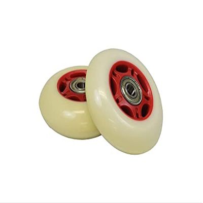 AlveyTech 76 mm Wheels for the Razor FlashRider 360 and RipRider 360 (Set of 2) - Durable White Wheel with Red Hub with ABEC Bearings, Replacement Drift Kart and Scooter Wheel Parts, DIY Install