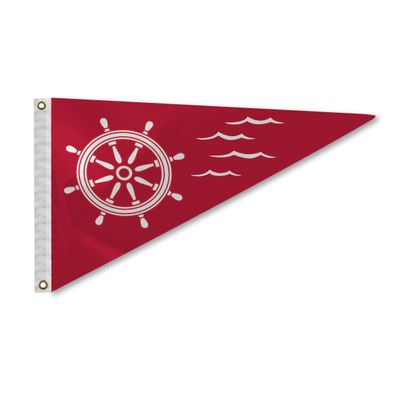 AGAS Ships Wheel Bow Pennant - 10 x 15 inch - Printed 200D Nylon - Solid Brass Eyelets Canvas Heading - Vivid Colors Fade Proof - Bow Flags.