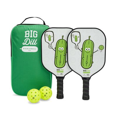 Big Dill Pickleball Infinity Pickleball Paddles Set of 2 USAPA Approved Pickleball Paddle Set | 2 Fiberglass Paddles with Covers, 2 Outdoor Pickleball Balls & Bag for Pickle Ball Paddle Set