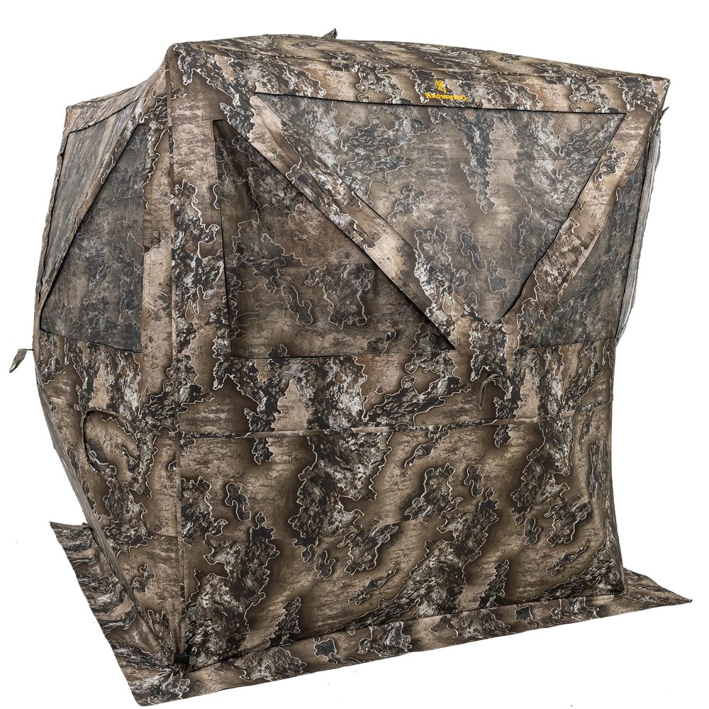 Browning Envy Tall Tent Hunting Blind Featuring 180 Degree Windows with Shoot Through Mesh and Silent Open, Silent Magnetic Door System, and Brush Loops, Realtree Excape