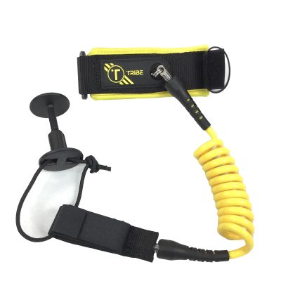 Tribe Bodyboarding QD (Quick Detach) Bicep Leash (Black/Yellow, S)
