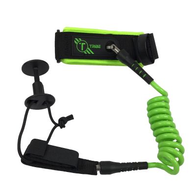 Tribe Bodyboarding QD (Quick Detach) Bicep Leash (Black/Green, S)