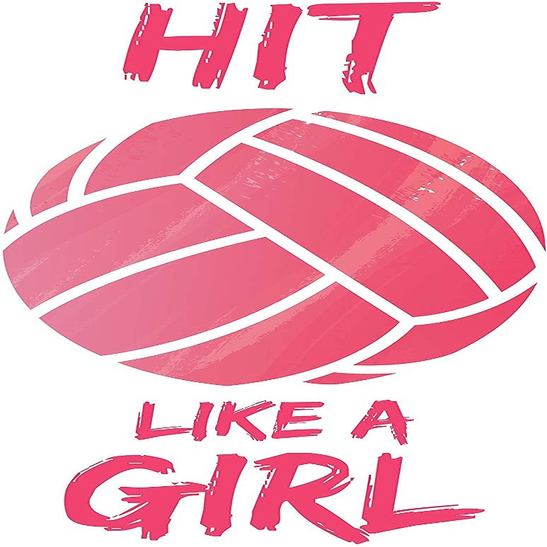 Damdekoli Hit Like A Girl Volleyball Poster - Girls Room Wall Art Court - Bump Set Spike - Kids Decoration Motivational Team Sports (Poster - 18 x 24 Inches)