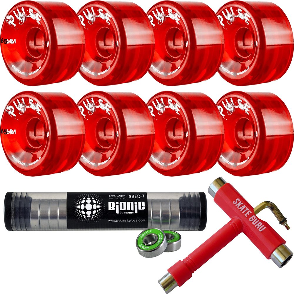 Bundle: Red Atom Pulse Wheels + Bearings ABEC7 + Tool