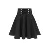 TONCHENGSD Women's Gothic Punk Plaid Pleated High Waisted Short A-line Flare Mini Skirt (Black, XXL) view 1