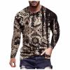 ITISME Mens Casual Fashion Round Neck Long Sleeve Tshirts Retro 3D Printed T Shirts Funny Graphic Hip Hop Tees Shirt Lightweight Affordable Streetwear Autumn Winter Undershirt Tops view 1