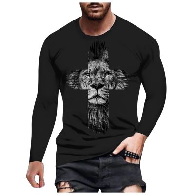 ITISME Mens Casual Fashion Round Neck Long Sleeve Tshirts Retro 3D Printed T Shirts Funny Graphic Hip Hop Tees Shirt Lightweight Affordable Streetwear Autumn Winter Undershirt Tops