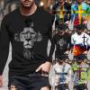 ITISME Mens Casual Fashion Round Neck Long Sleeve Tshirts Retro 3D Printed T Shirts Funny Graphic Hip Hop Tees Shirt Lightweight Affordable Streetwear Autumn Winter Undershirt Tops view 4