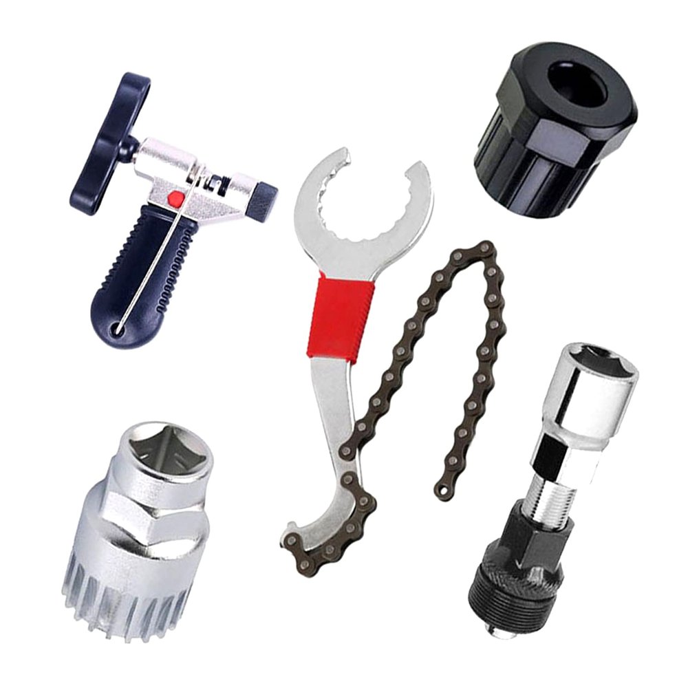 Bike&Mountain Bicycle Repair Tool Kits 5 Pcs,Small and Portable, Durable,Icycle 3 in 1 Chain/Freewheel/Bottom Bracket/Crank Remover,Bike Chain Breaker,Best Companion for Outdoor Riding,Set