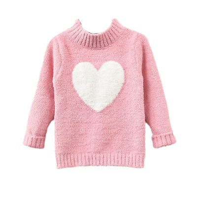 Sweater Girl Winter Long Sleeve Warm Spring Knitted Baby Girls Sweater Girls Pullover Top Heart Sweater Pink 6