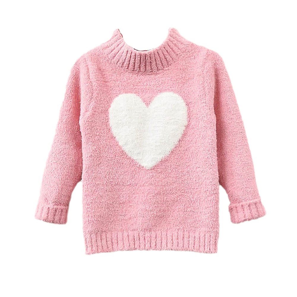 Sweater Girl Winter Long Sleeve Warm Spring Knitted Baby Girls Sweater Girls Pullover Top Heart Sweater Pink 6