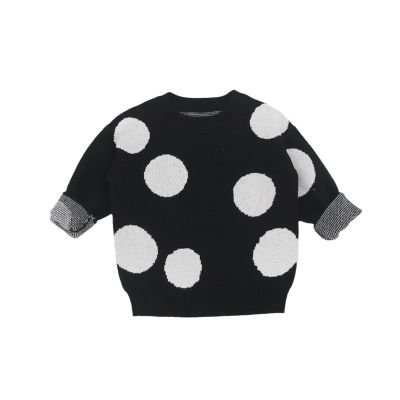 Children Baby Sweaters Dot Boys Sweaters Winter Girls Sweaters Knit Kids Pullover Casual Boys Clothing Black dot 5