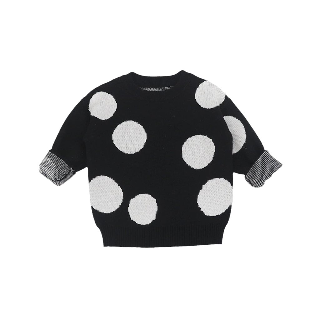 Children Baby Sweaters Dot Boys Sweaters Winter Girls Sweaters Knit Kids Pullover Casual Boys Clothing Black dot 5