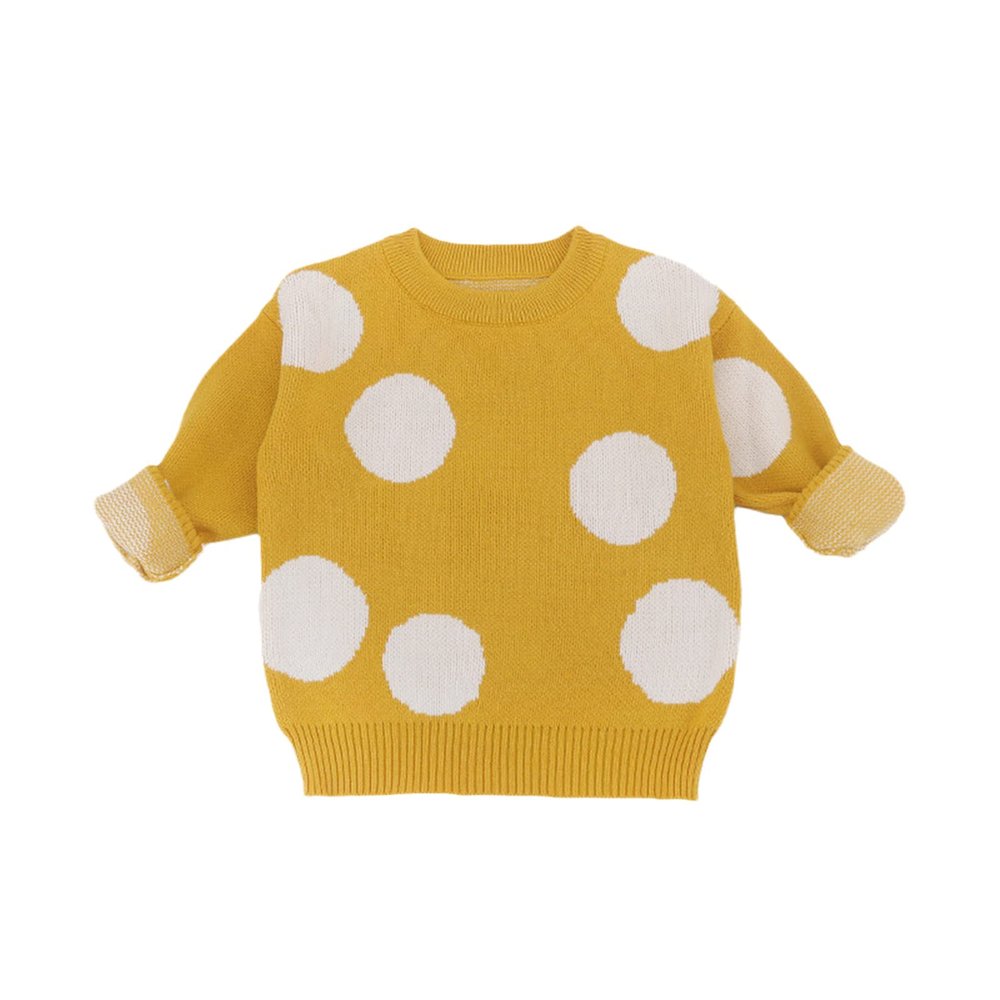 Children Baby Sweaters Dot Boys Sweaters Winter Girls Sweaters Knit Kids Pullover Casual Boys Clothing Yellow dot 2T