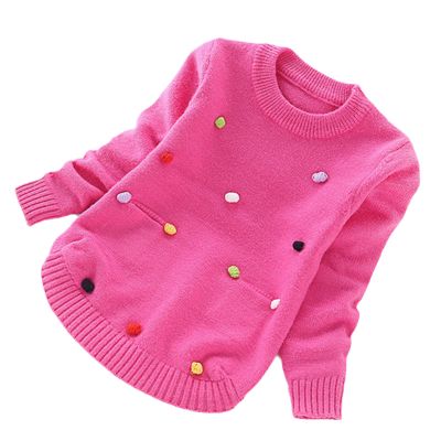 Big Girl Sweaters Winter Girl Sweaters Toddler Knitting Pullovers Top Korean Style Cardigans Warm Kids Rose Pink 4T