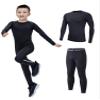 Echinodon Boys Sports Base Layer Set Kids Compression Long Sleeve Gym Tops Leggings Quick Dry Football Underwear Black 28 view 1