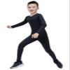 Echinodon Boys Sports Base Layer Set Kids Compression Long Sleeve Gym Tops Leggings Quick Dry Football Underwear Black 28 view 3