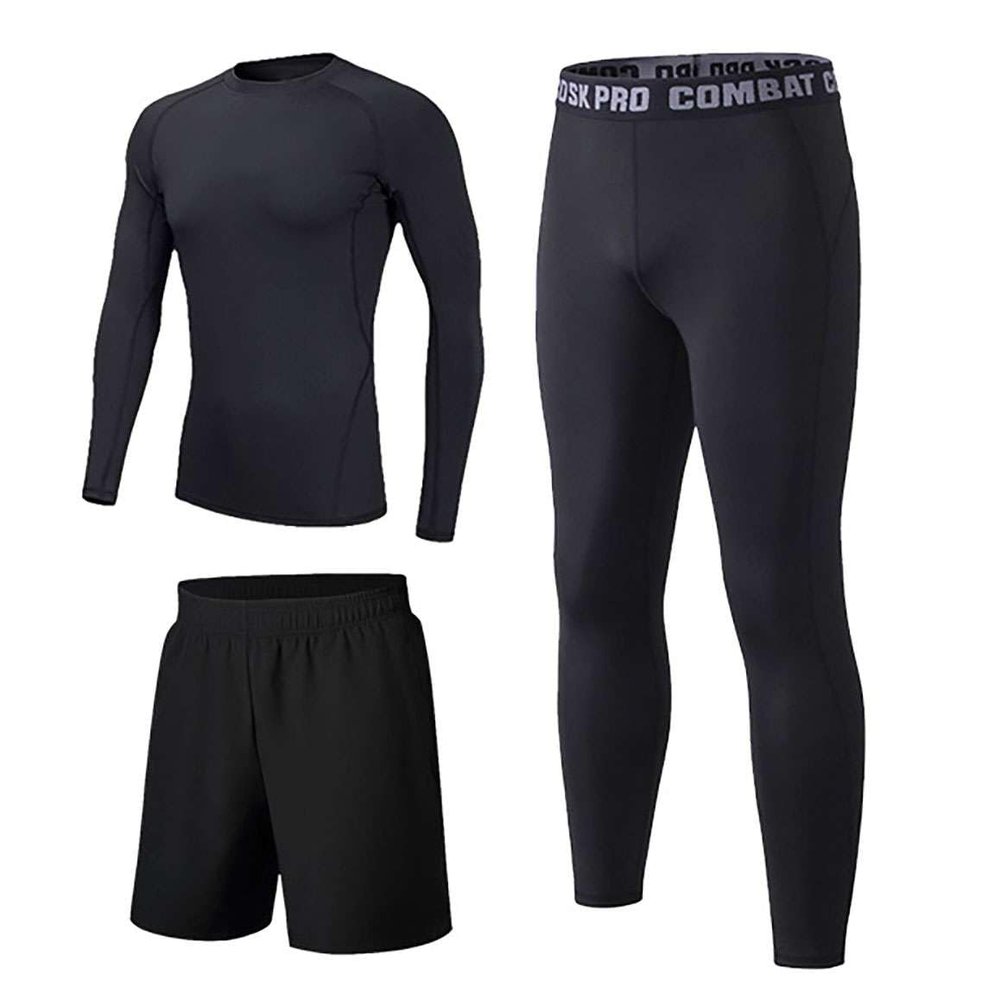 Echinodon Kids Thermal Base Layer Set Boys Girls Quick Dry Compression Top and Leggings Underwear Athletic Tights Set Black 24