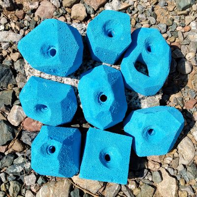 Large Edgy Holds Climbing Pack of 8 Bolt-on Holds (Blue)
