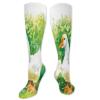 GULTMEE Duck Fashion Compression Socks,Goose In Farm Lake Plants Grass Reeds Flowers Performance Polyester Cushioned Athletic Crew Socks for Running,Athletic,Green And White- 19.8 inch view 1