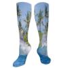 GULTMEE Ride The Wave Funky Colorful Cushion Sport Socks,Surfer In Ocean By Bali Island Palm Trees,Athletic Cushioned Running Performance Crew Socks For Men/Women,Fern Green Violet Blue- 19.8 inch view 1
