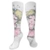 GULTMEE Ballerina Fashion Compression Socks,Curly Blonde Haired Cute Dancer Girl Pencil Drawing Performance Polyester Cushioned Athletic Crew Socks for Running,Athletic,Multicolor- 19.8 inch view 1