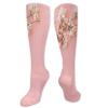 Almond Blossom Fashion Compression Socks,Spring Cherry Blossom Tree On Pink Background Pastel Performance Polyester Cushioned Athletic Crew Socks for Running,Athletic,Cream Pale Pink- 19.8 inch view 1