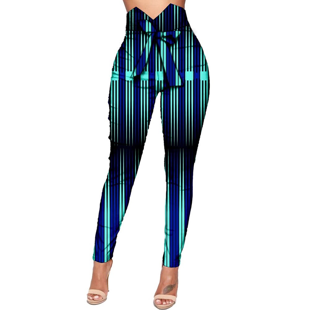 African Print Trousers Fashion Women Ankara High Waist Long Pants with Bowtie Dashiki Clothing Attire 650 L