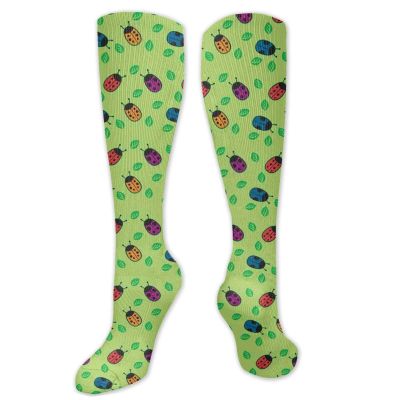 GULTMEE Ladybug Funky Colorful Cushion Sport Socks,Cute Little Bugs For Good Luck Wish Totem,Athletic Cushioned Running Performance Crew Socks For Men/Women,Multicolor- 19.8 inch