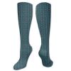 Teal And Yellow Fashion Compression Socks,Pattern With Vertical Abstract Ornaments Performance Polyester Cushioned Athletic Crew Socks for Running,Athletic,Dark Teal Pale Yellow- 19.8 inch view 1