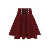TONCHENGSD Women's Gothic Punk Plaid Pleated High Waisted Short A-line Flare Mini Skirt (Dark Red, S) view 1