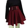 TONCHENGSD Women's Gothic Punk Plaid Pleated High Waisted Short A-line Flare Mini Skirt (Dark Red, S) view 2