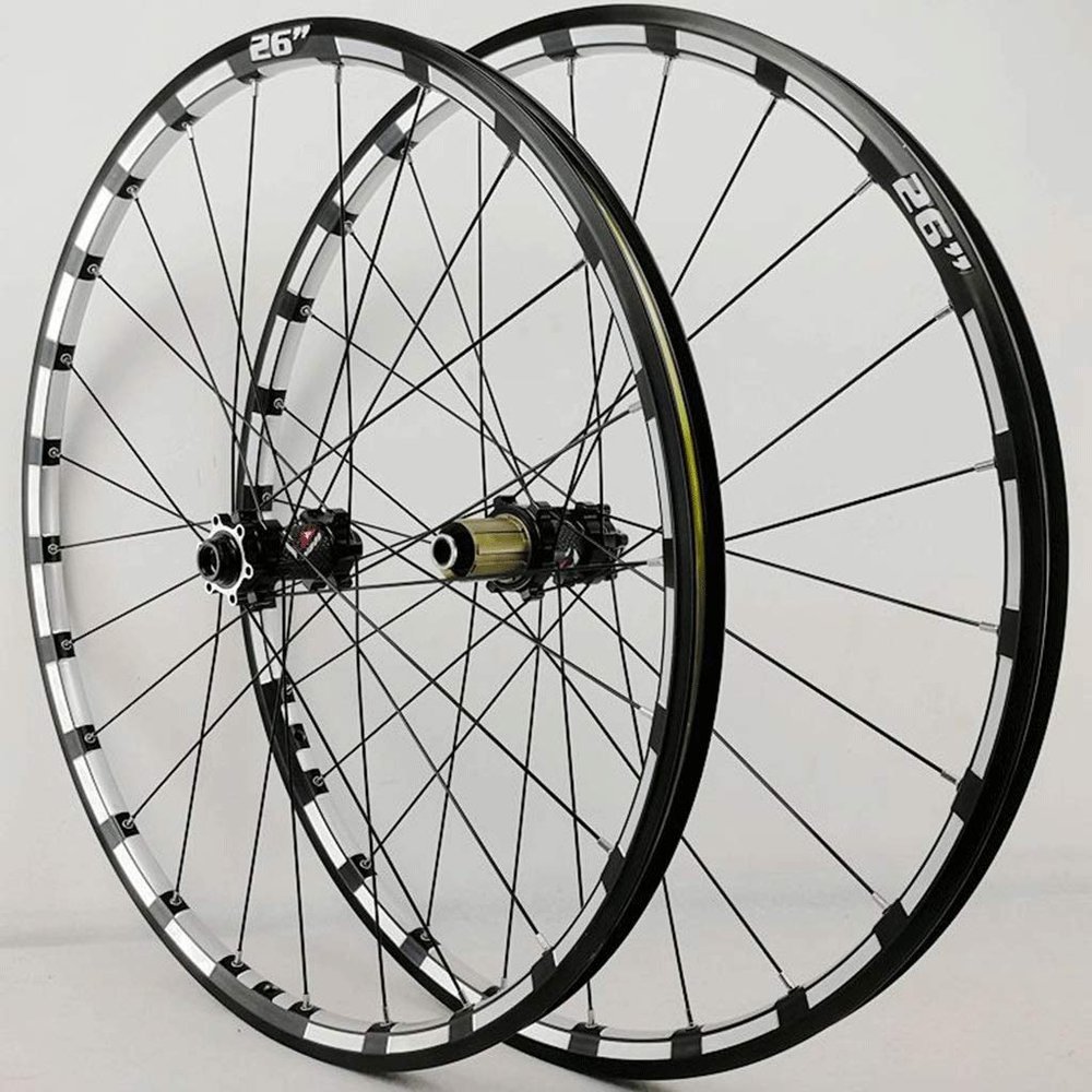Bikes Bike Wheelset 26 27.5 29 Inch CNC Rims Thru Axle Bicycle Front & Rear Wheel Disc Brake Cycling Wheels Sealed Bearing Hub 24 Hole 7-11 Speed Cassette (Size : Black hub_26inch)