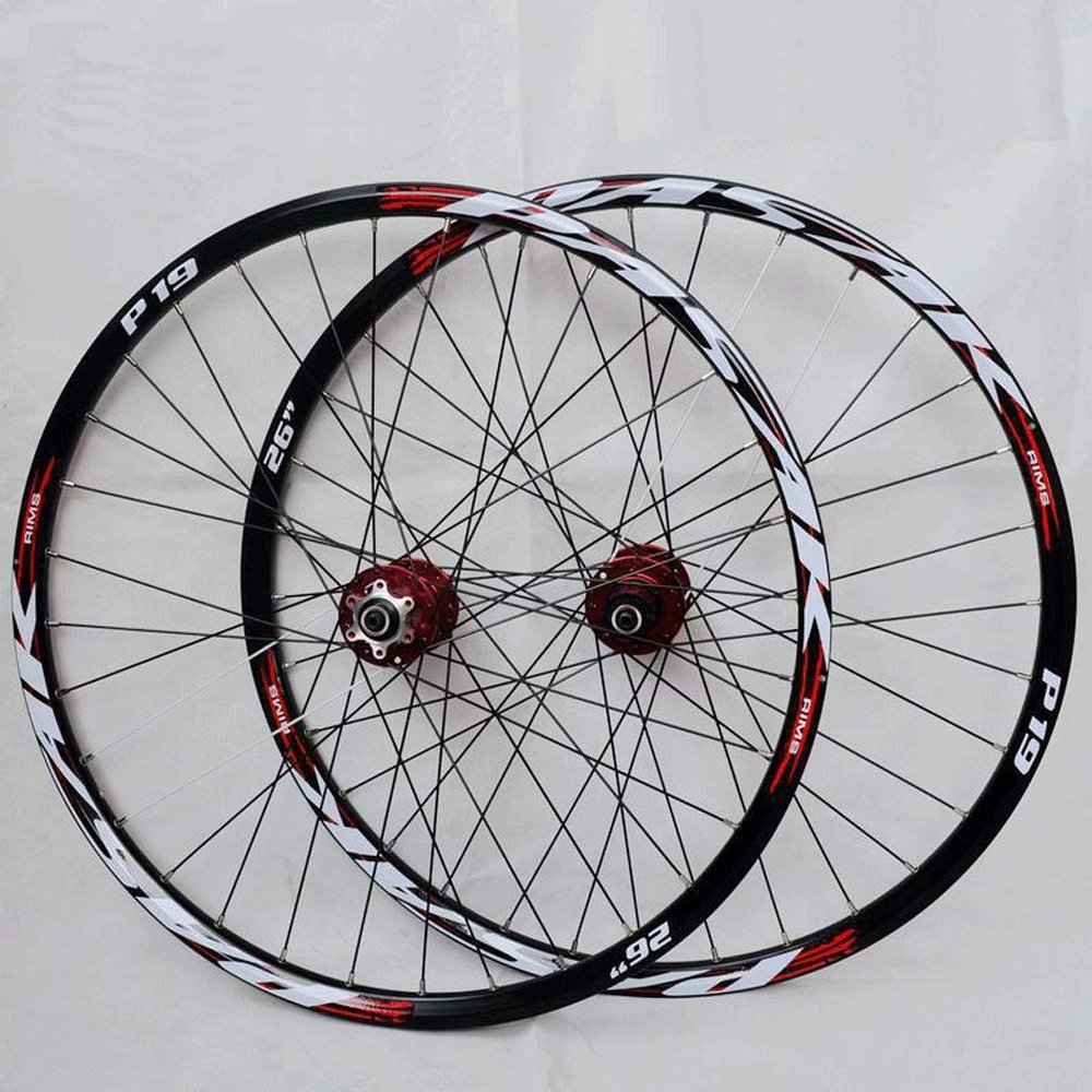 Bikes Bike Wheelset 26/27.5/29 Inch Quick Release Bicycle Front & Rear Wheel Disc Brake Cycling Wheels Double Wall Rims 32 Hole 7-11 Speed Cassette (Size : Red_29inch)