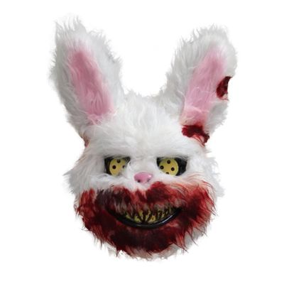 SHUILING Halloween Scary Mask - Bloody Plush Rabbit Headgear, Creepy Bunny Mask, Bear Masquerade Ball Cosplay Costume Props, Party Supplies and Decorations (Rabbit-A)