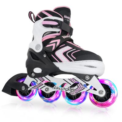 Nattork Adjustable Inline Skates for Kids with Full Light Up Wheels,Outdoor & Indoor Illuminating Roller Skates for Boys and Girls