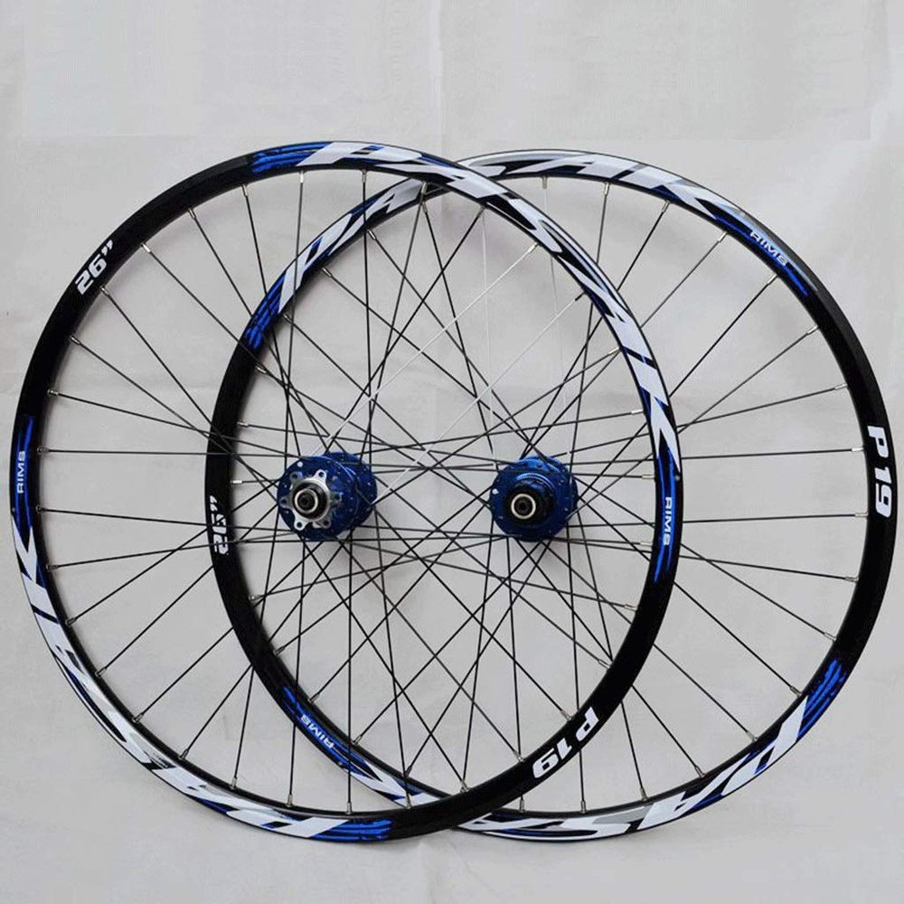Bikes Bike Wheelset 26/27.5/29 Inch Quick Release Bicycle Front & Rear Wheel Disc Brake Cycling Wheels Double Wall Rims 32 Hole 7-11 Speed Cassette (Size : Blue_29inch)