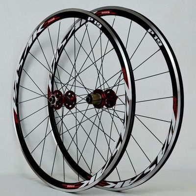700C Road Bike Rim Superlight Racing Wheelset Disc/V Brake Bicycle Wheel 7-11speed Cassette Sealed Bearing Hub 6T QR 1700g (Size : Red_700c)