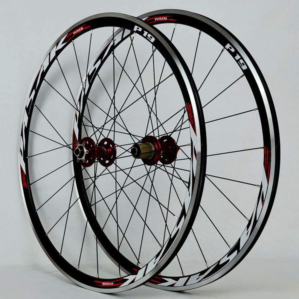 700C Road Bike Rim Superlight Racing Wheelset Disc/V Brake Bicycle Wheel 7-11speed Cassette Sealed Bearing Hub 6T QR 1700g (Size : Red_700c)