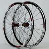700C Road Bike Rim Superlight Racing Wheelset Disc/V Brake Bicycle Wheel 7-11speed Cassette Sealed Bearing Hub 6T QR 1700g (Size : Red_700c) view 1