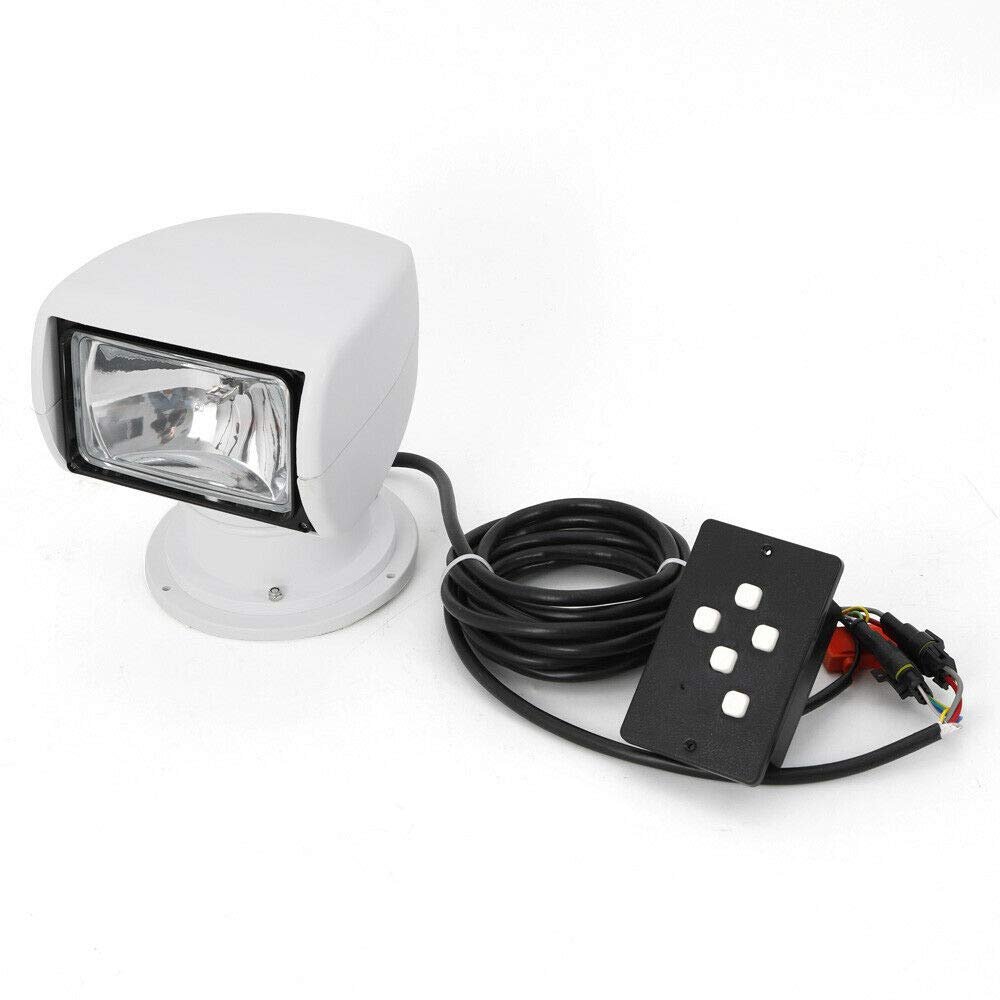 YIYIBYUS Boat Remote Control Spotlight 12V 100W Boat Truck Car Spotlight Marine Remote Searchlight Bulb Marine Spotlight with 360 Degree Rotate Omnibearing Lighting